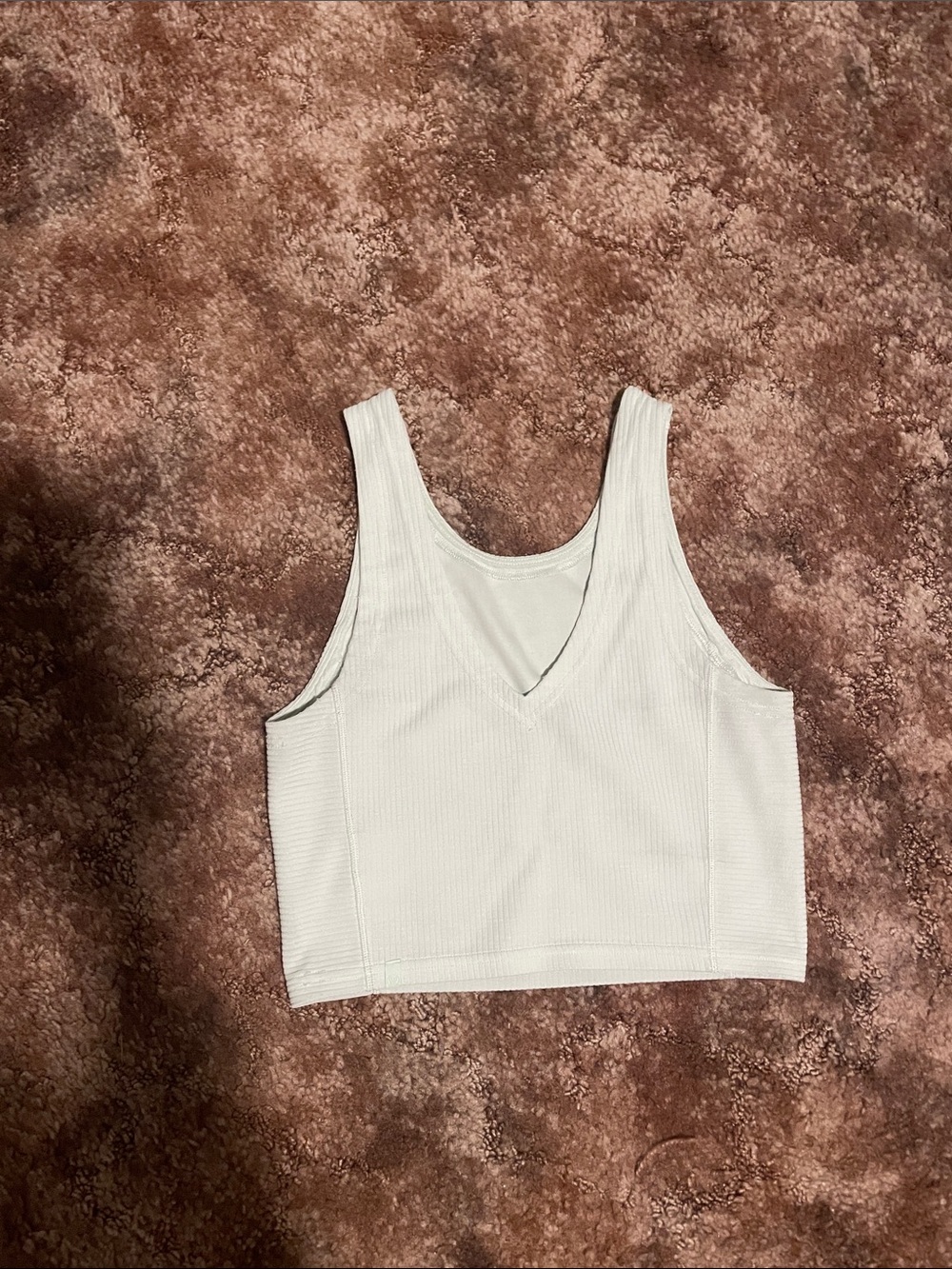 lululemon athletica White Ribbed V-Neck Crop Tank
